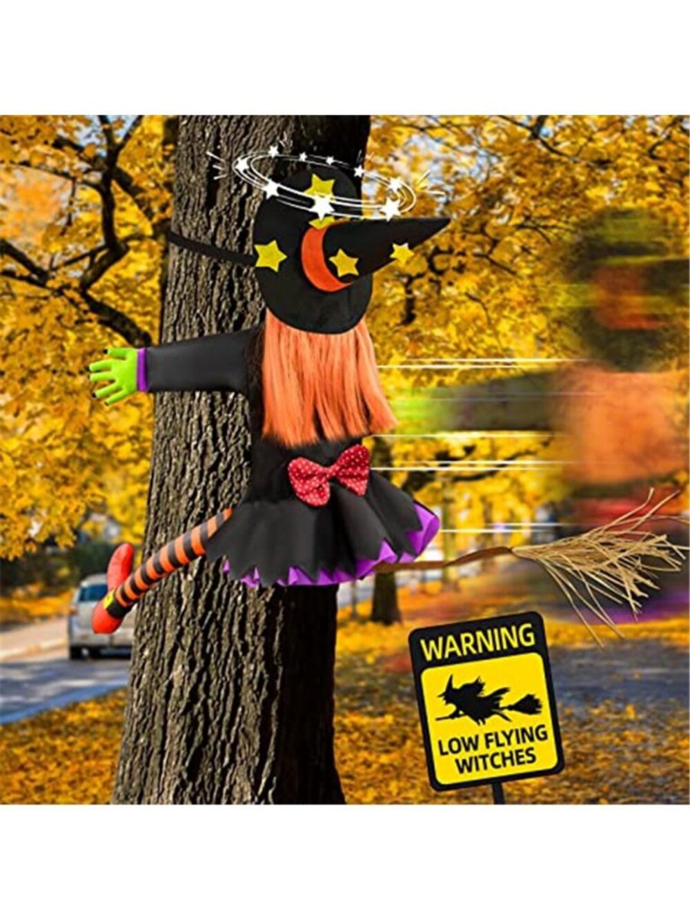 Halloween Decorations Outdoor Crashing Witch: 44'' Flying Crashed Witches